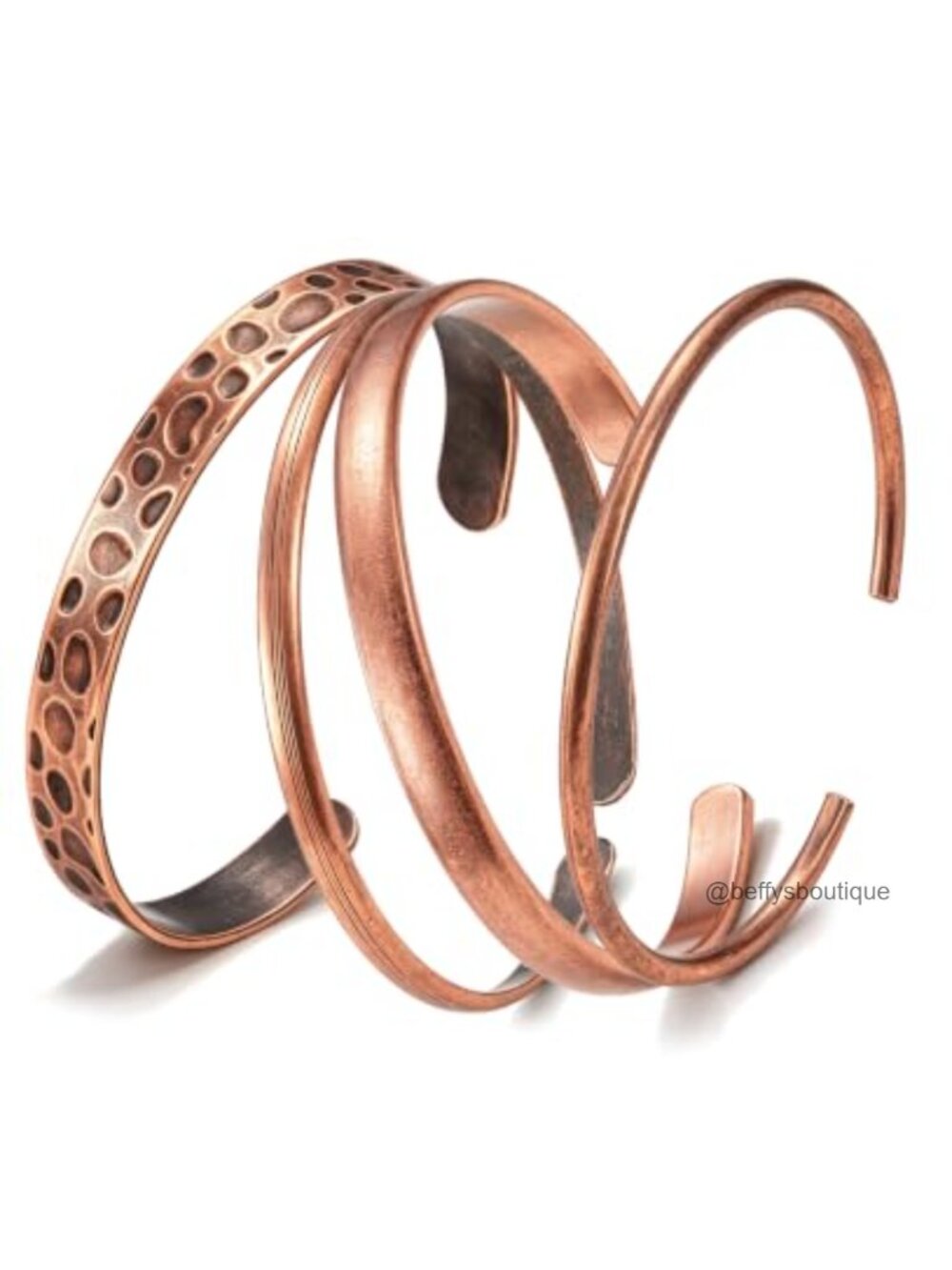Copper Cuff Bracelet Set 4 Pcs Adjustable Open Bangle Women Boho Stackable